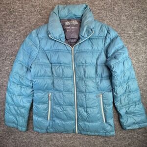 Michael Kors Packable Down Fill Puffer Jacket Women Large Teal Blue Quilted